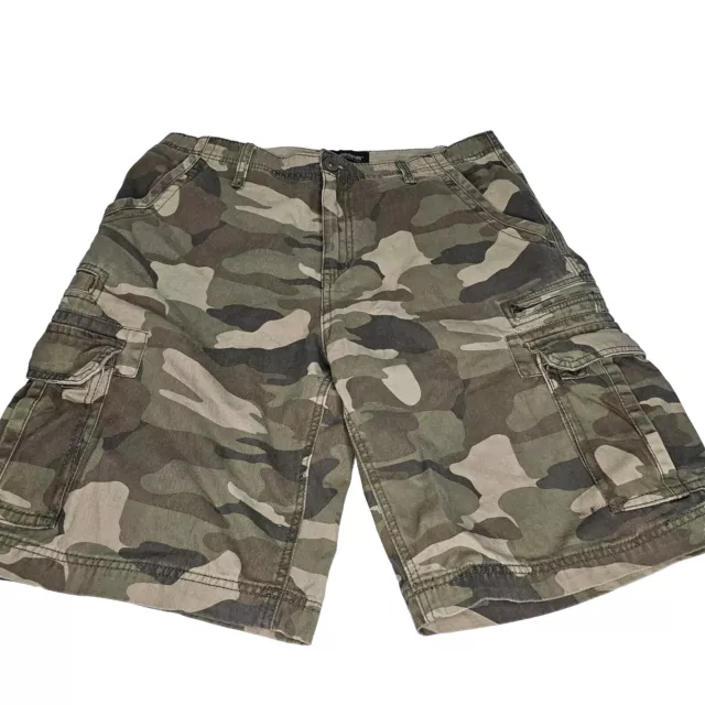 Vintage No Boundaries NOBO Shorts Mens 36 Camo Cargo Y2K Cotton Baggy Loose Fit