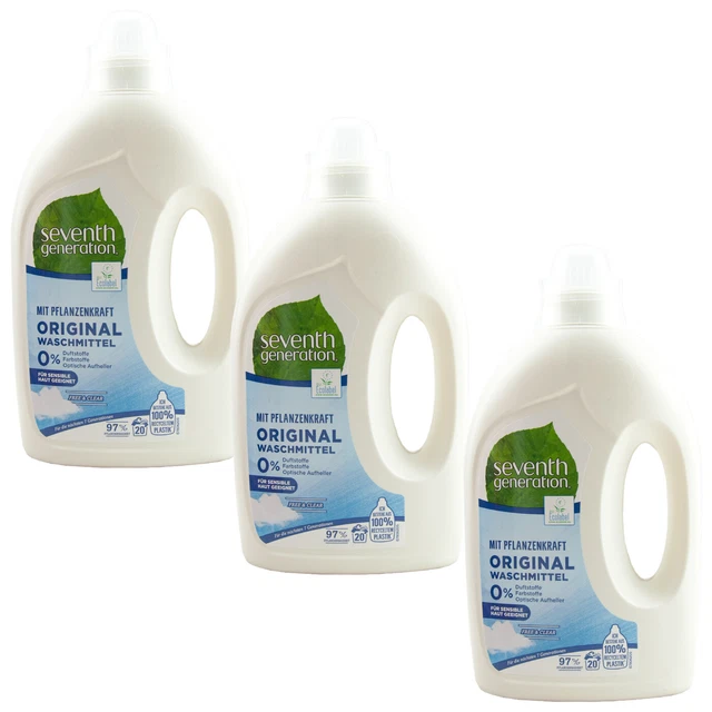 Seventh Generation Original Detergent 3 x 20 Wl 0% Perfumes - Dyes