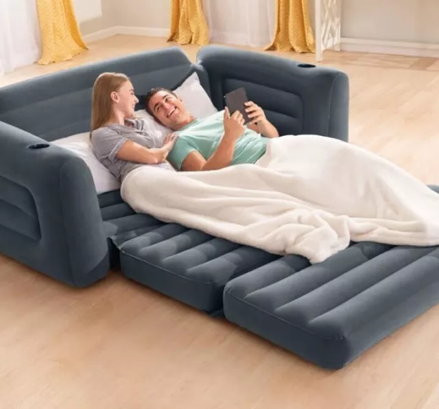 INTEX Sofa Lounge couch Auszhiebar Luftbett Gästebett Bett Schlafsof 203×231×66 2
