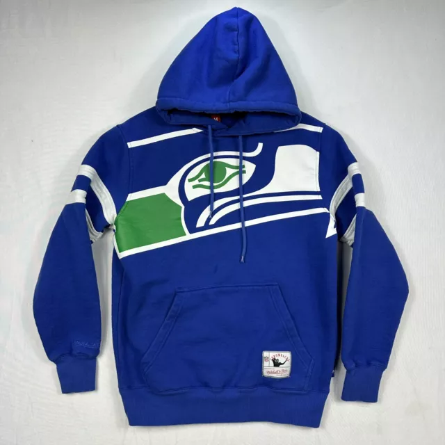 SEATTLE SEAHAWKS MITCHELL & Ness Throwbacks Big Face Pullover Hoodie ...