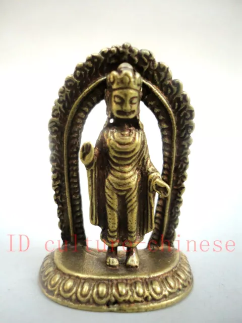 Chinese Tibet Bronze Carving Buddha Statue Pendant old Decoration Collection