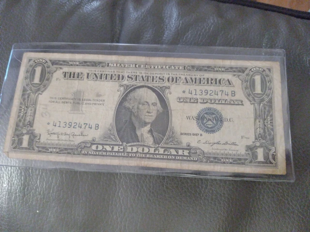 💵 1957 B Series $1 One Dollar STAR NOTE Vintage Blue Seal Silver Certificate 💵