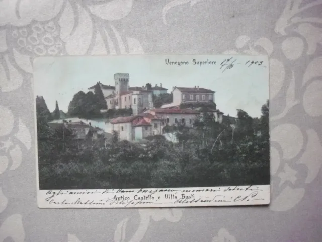 cartolina f.p. 1903 VENEGONO SUPERIORE CASTELLO E VILLA BUSTI-francob.asportato