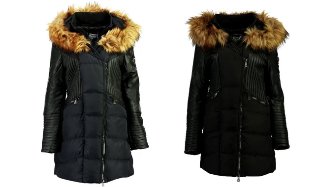 Geographical Norway Damen Winterjacke Fell Kapuze STONE