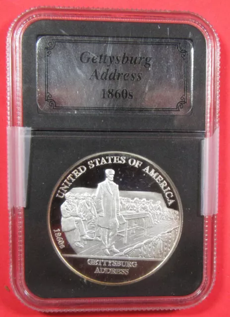 American History - Gettysburg Address.  1 oz. 999 silver round. (324385)