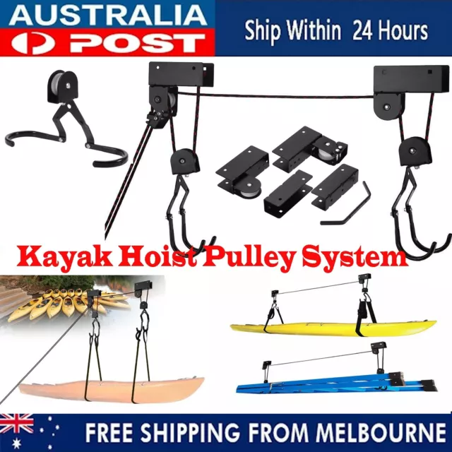 125LBS Kayak Hoist Pulley System Ceiling Bike Lift Garage Storage Rack Hoist AUS