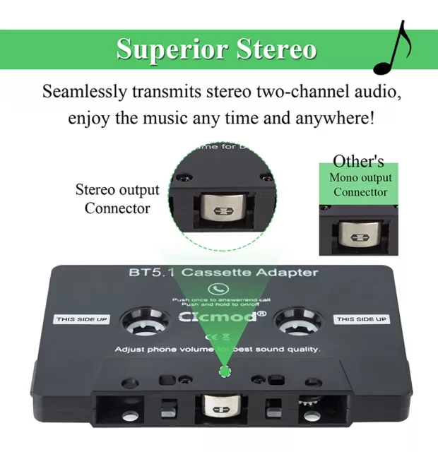 Car Audio Stereo Cassette Adapter CD Tape Converter for iphone Bluetooth 5.1 3