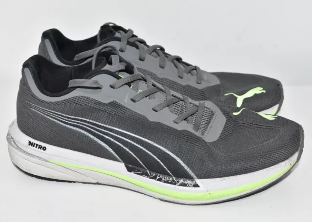 Puma Velocity Nitro Running Shoes Trainers Gym Grey Green Mens UK 8 EU 42 US 9