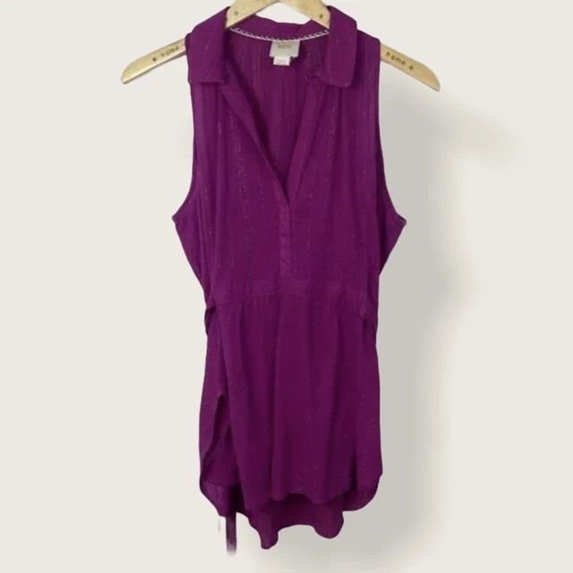 Anthropologie Maeve Sleeveless Batavia Tunic Fuschia Pink Womens Size Small Tie