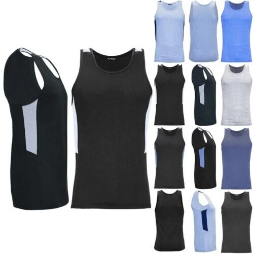 Uomo Contrasto Estivo Cotone Gym Training Sport Fitness Canotta senza Maniche
