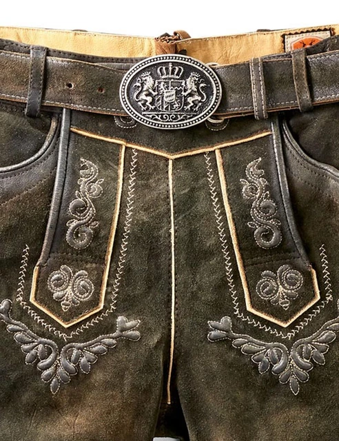 Maddox Corti Uomo Pantaloni IN Pelle " Ronn " con Cintura Antico Moor 3