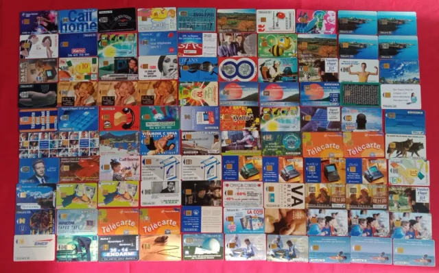 Lot de 100 Cartes Téléphoniques Françaises - Télécartes (Lot 06)