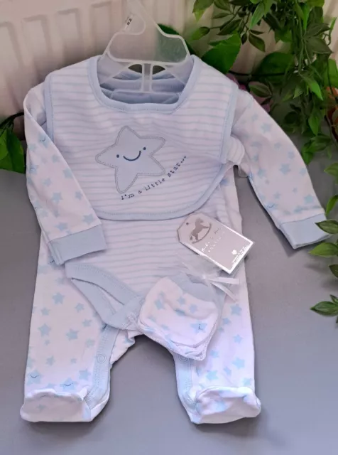 Baby Boy Newborn Bnwt Rockabye Baby Supersoft Sleepsuit Set