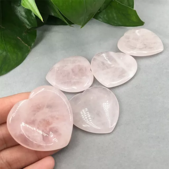 5pcs Natural Rose Quartz mini heart Ashtray decoration carved Mineral Reiki Heal