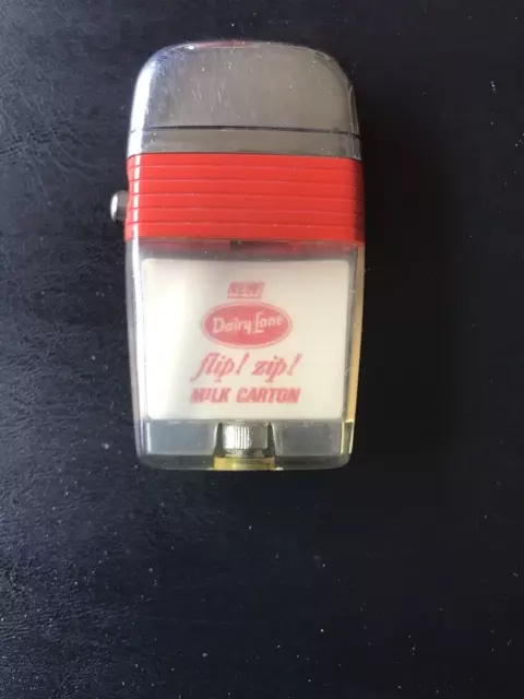 Vintage Scripto Vu Lighter Red Band  Dairy Lane Decatur, IL