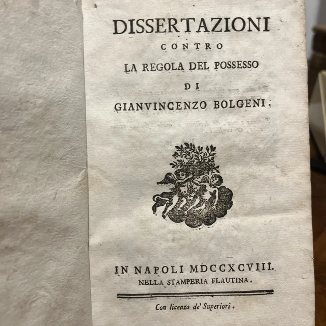 (6e) RARO- GVincenzo Bolgeni - Contro la regola del Possesso - 1798
