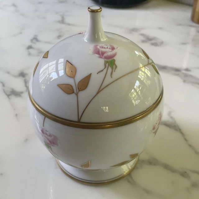 VINTAGE JAPANESE FUKAGAWA Koransha Round Porcelain Sugar Bowl Pink