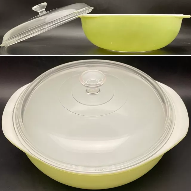 Pyrex Covered Casserole 024 Lime Green Utilitarian Bowl c1950s Made in USA 2qt