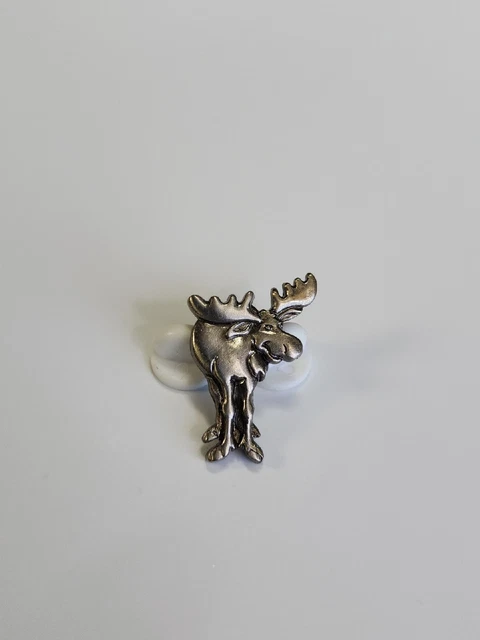 Moose Lapel Pin Silver Color Metal