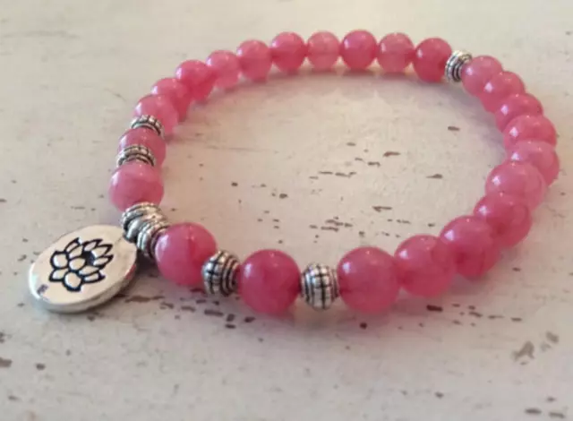 8 mm agate rose bracelets méditation sutra brassard hommes unisexes 7,5 pouces bouddhisme