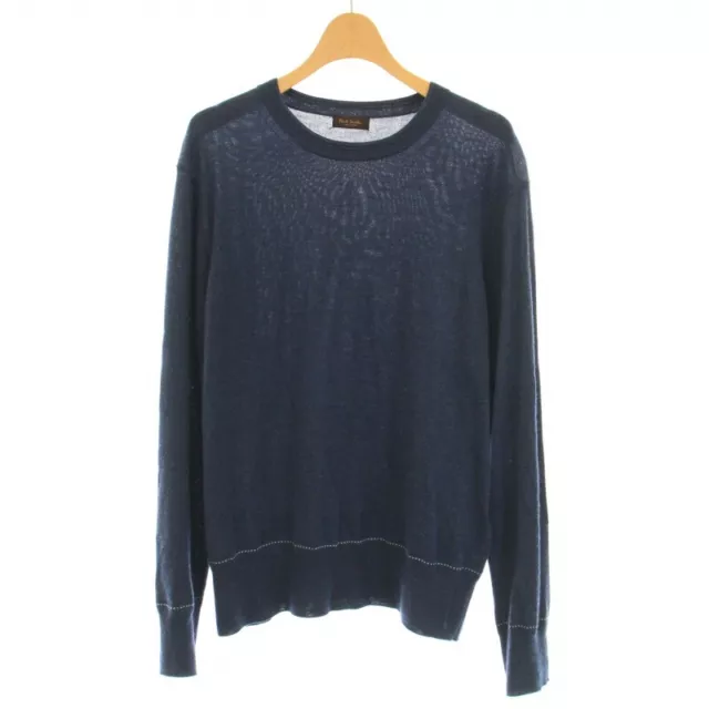 Paul Smith Collection Knit Sweater Long Sleeve Crew Neck Thin Wool L Dark Blue N