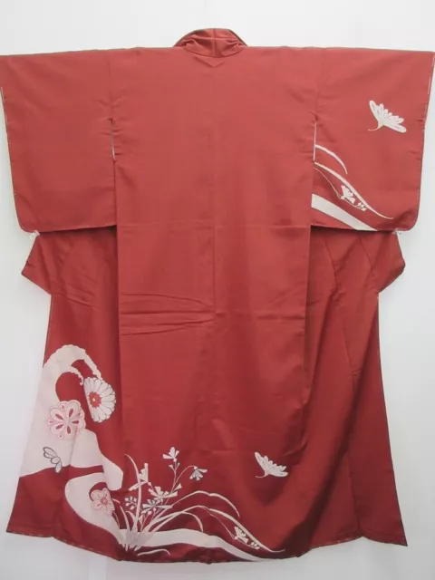 8178B2 Silk Vintage Japanese Kimono Robe Dress Wave Omeshi Tall