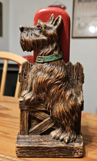 Vintage Syroco Scottish Terrier Brush Holder With Brush