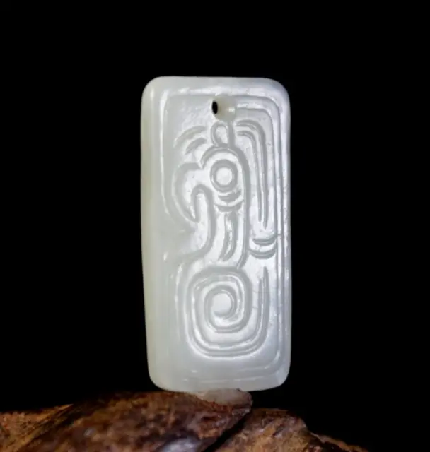 Hetian white seed jade, Antique jade pendant, Hand-Carved jade pendant