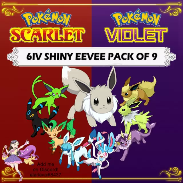 Pokemon Scarlet Violet 6IV Shiny Eevee Pack of 9