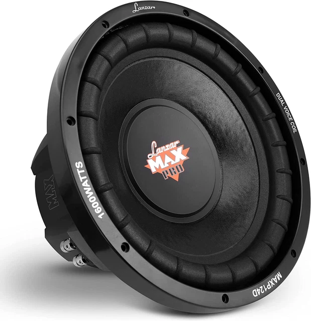 Lanzar 12In Car Subwoofer Speaker - Black Non-Pressed Paper Cone, Stamped Steel
