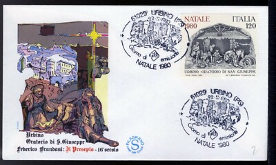 FDC FILAGRANO Presepe di Federico Brandani Urbino ITALIA 1980 NATALE 