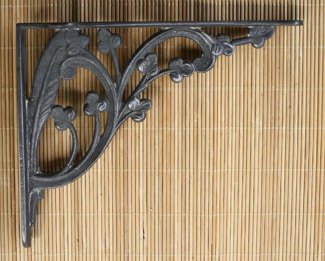 CLEANED Antique Vintage Old Cast Iron Ornate Victorian Shelf Bracket Support 2