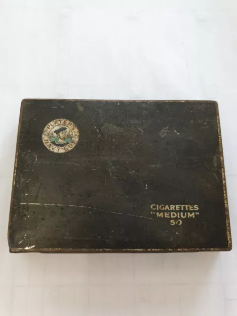 Players Navy Cut Cigarettes Medium 50 Tin Rectangle Used Rusted