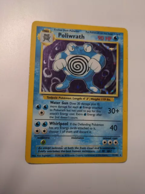 Pokemon Card English Polwrath 13/102 Holo Base Set