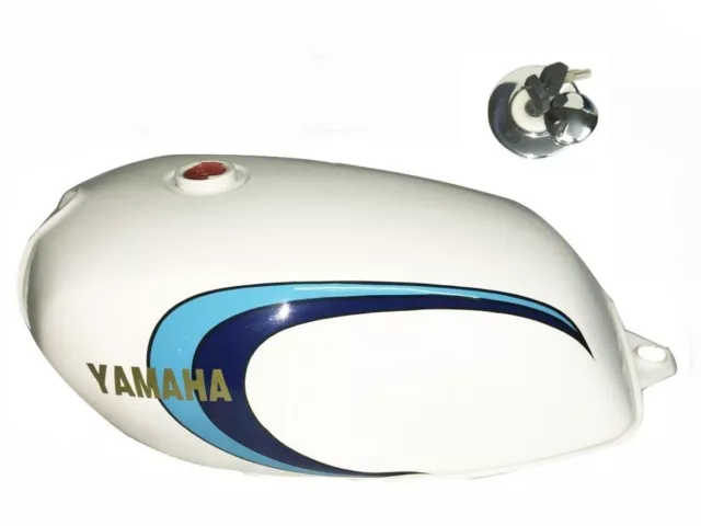 Yamaha Rd350Lc White Painted Petrol Fuel Tank Reproduction With Cap