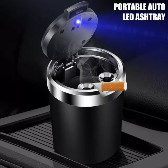 Car Ashtray Ash Tray LED Light Sealed Car Ash Holder Cup w/Cigarette Holder╏