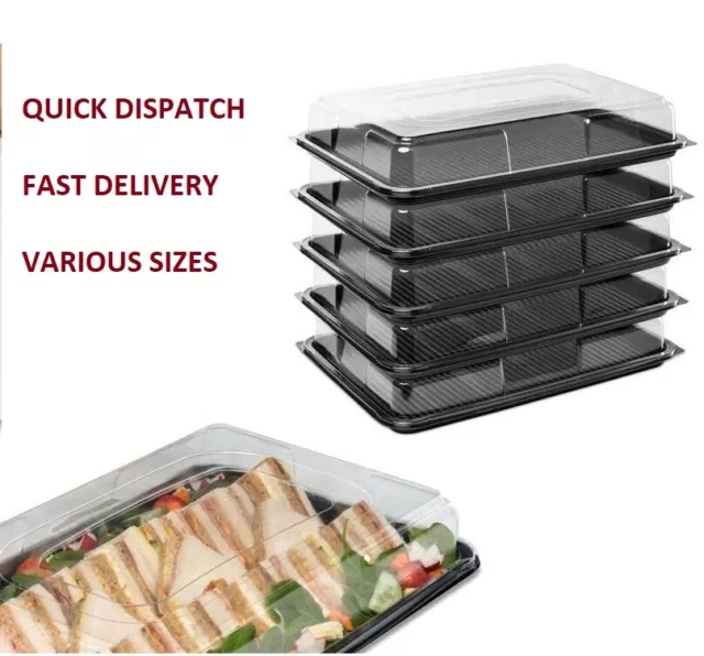 Black Sandwich Platters + Lids Ecofriendly & Reusable Cakes Buffet Party Display