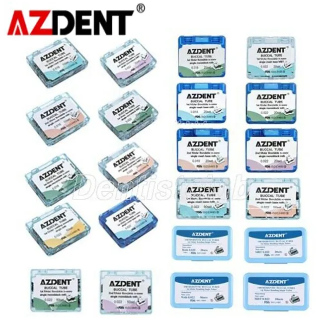 22Type AZDENT Dental Ortho Buccal Tubes 1st/2nd Molar Bondable Non-Conv Roth 022