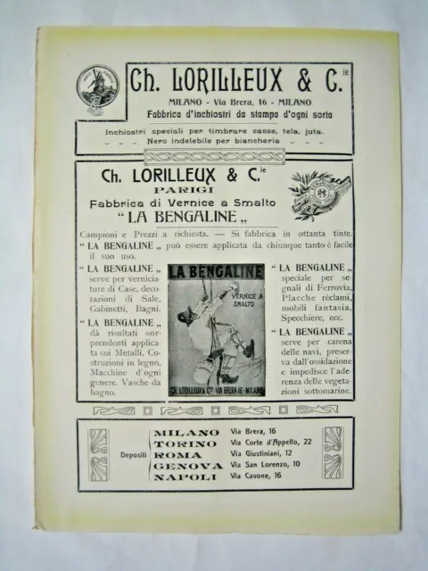 Ch. Lorilleux & C., Fabbrica D'inchiostri, Brera, Milano-Pubblicita' 1909