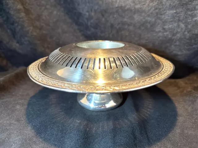 Antique Forbes Plate Silverplate Reticulated Round Pedestal Vase Made in Canada