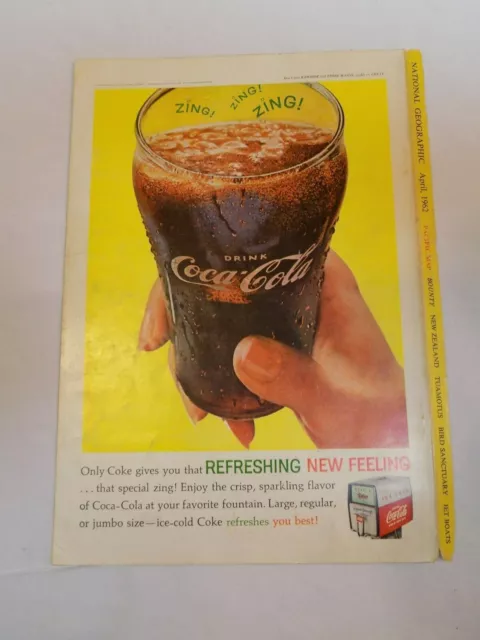 Coca Cola National Geographic Ad April 1962 Zing Ice Coke Parke Davis Medicines