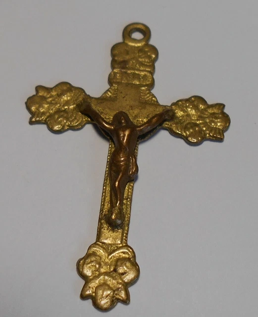 ANCIEN PENDENTIF CROIX Crucifix Reliquaire Souvenir De Mission En