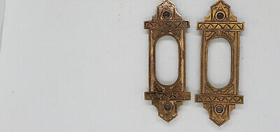 Vintage Victorian Eastlake Cast Bronze Pocket Door Pull Matching Set Of 2  M46