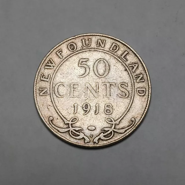 1918-C Newfoundland 50 Cents - Silver - Canadian Half Dollar $0.50 - George V