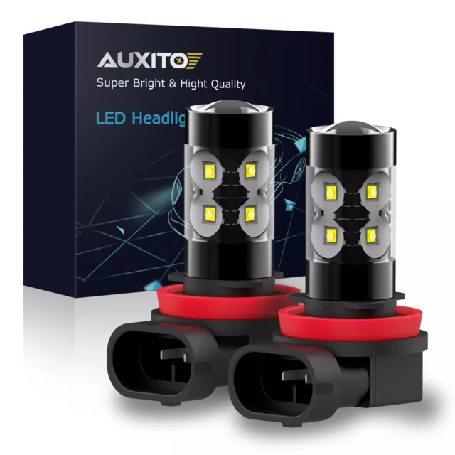 AUXITO Cool White H11 H16 H8 LED Fog Driving Light 6000K Super Bright DRL
