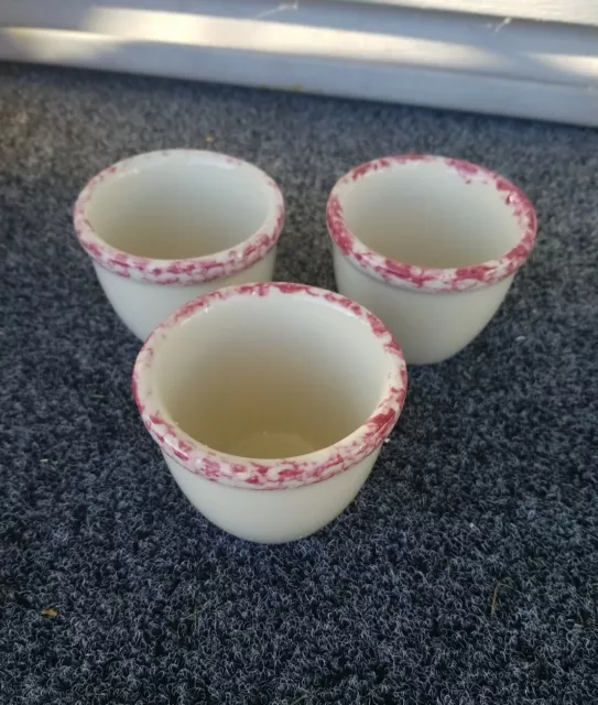 Vintage HENN WORKSHOP POTTERY RED Spongeware Cup Set Of 3