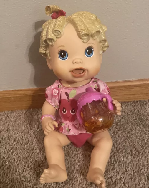 2009 Hasbro Blonde Interactive Baby Alive “Baby All Gone” With Outfit And Bottle