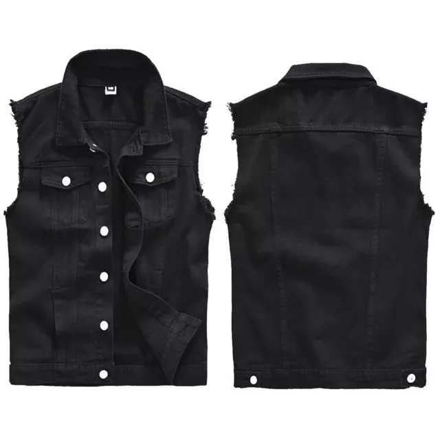 Men's Plus Size Black Denim Vest Waistcoat Ripped Vest S-6XL – the best  products in the Joom Geek online store