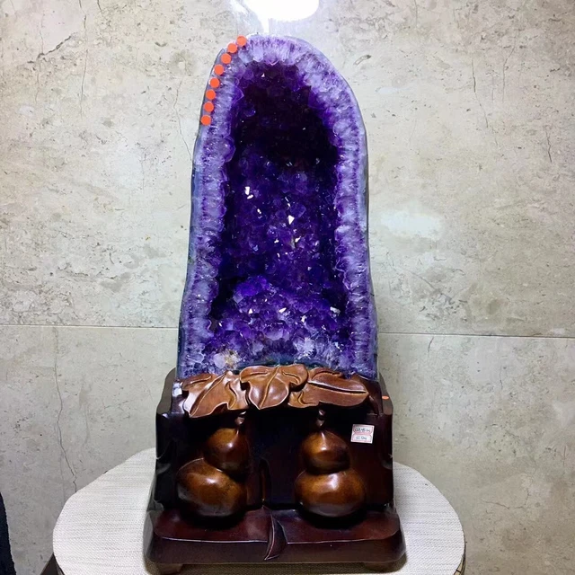 69LB Natural Amethyst Geode Crystal Quartz Specimen Healing+stand