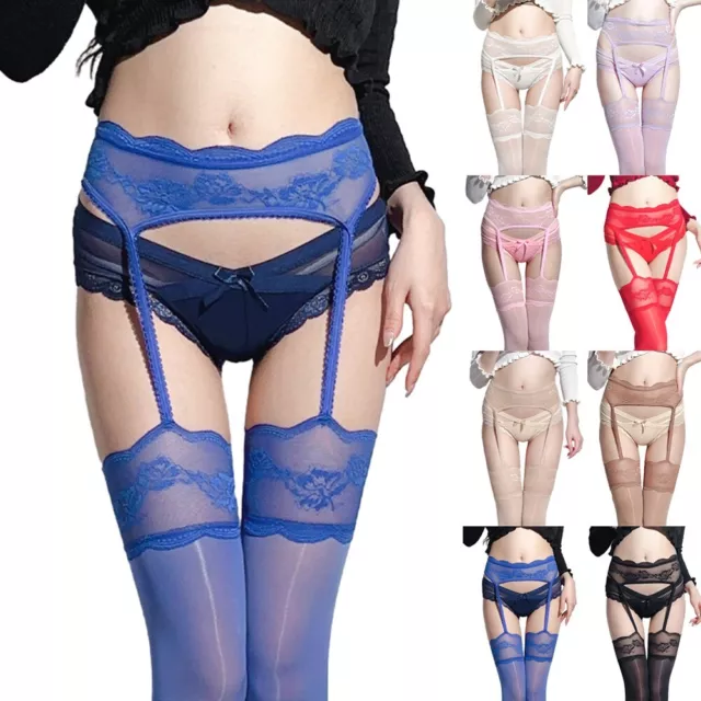 Fabulous Women's Lace Stocking Set with Garter Belt and Hollow Out Detail